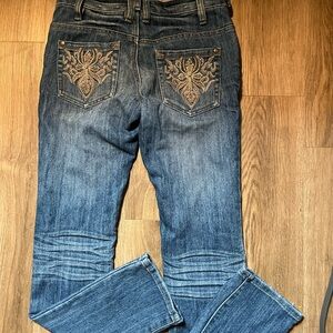 Y2K Embroidered skinny Blue Jeans